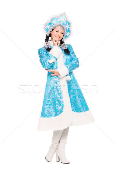 Bruna posa inverno costume tradizionale Foto d'archivio © acidgrey