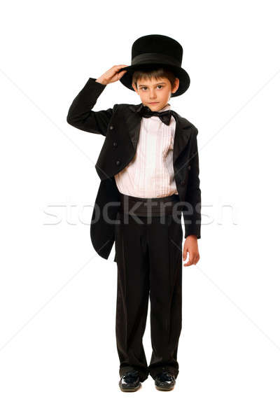 Little boy in a tuxedo and hat Stock photo © acidgrey