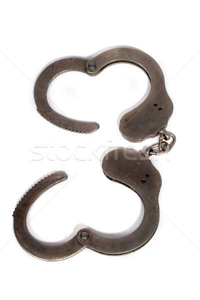 стали наручники изолированный белый прав Сток-фото © acidgrey