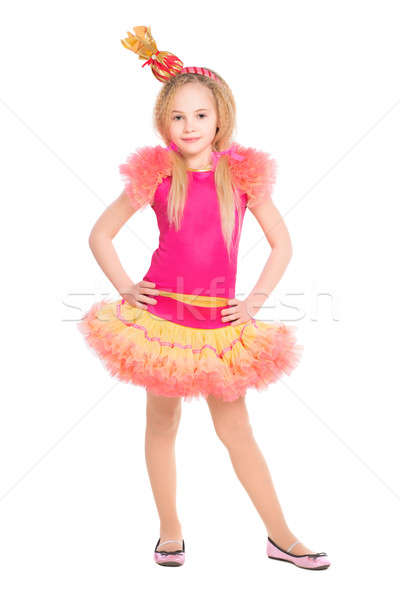 Csinos kislány visel cukorka jelmez izolált Stock fotó © acidgrey