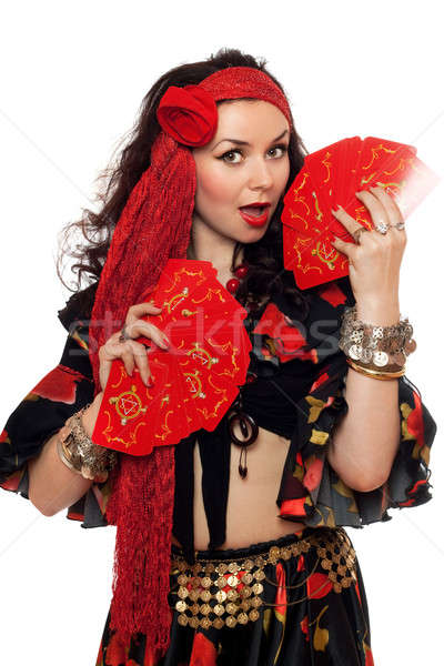 Portrait of sensual gypsy woman with cards Stock photo © acidgrey