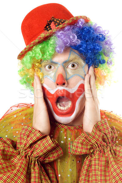 Portret przerażony clown odizolowany biały Zdjęcia stock © acidgrey