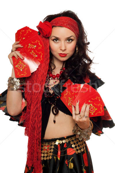 Portrait of gypsy woman with cards. Isolated Stock photo © acidgrey