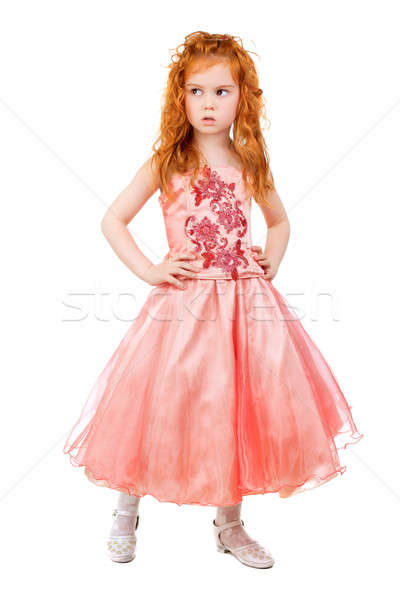 девочку розовый платье посмотреть изолированный Сток-фото © acidgrey