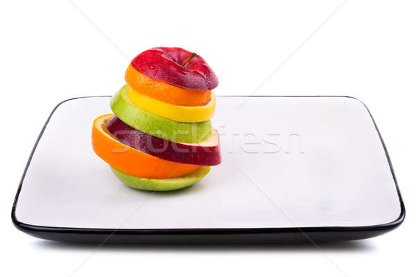 Fruit mix фрукты белый пластина Сток-фото © acidgrey