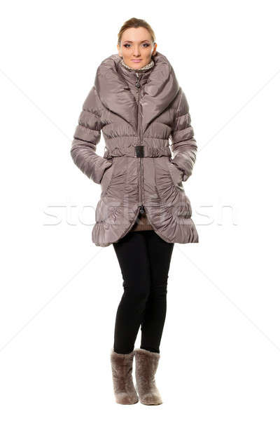 Stock photo: young woman in coat