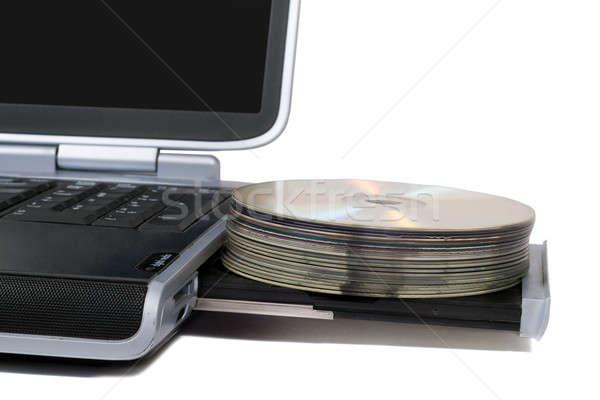 Laptop with overloaded DVD Drive. Isolated on white background Stock photo © acidgrey