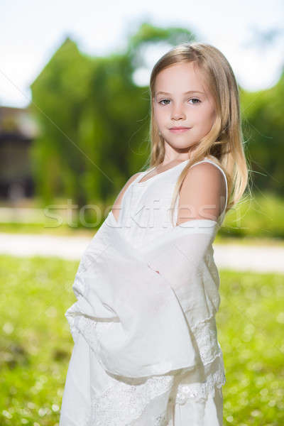 портрет Nice девушки девочку белое платье Сток-фото © acidgrey