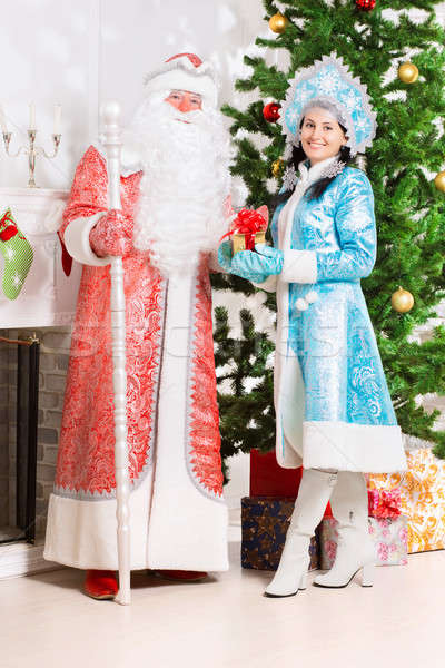 Snow maiden and santa claus Stock photo © acidgrey