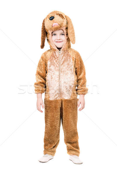 Stock photo: Boy dressed as dog. Isolated