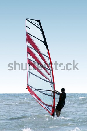 Silhouette of a girl windsurfer  Stock photo © acidgrey