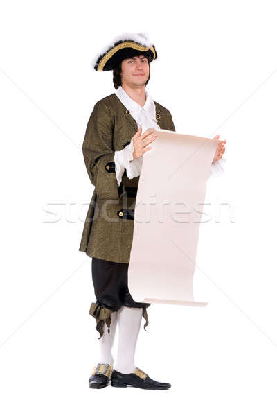 Stockfoto: Jonge · man · historisch · kostuum · lezen · papier · man