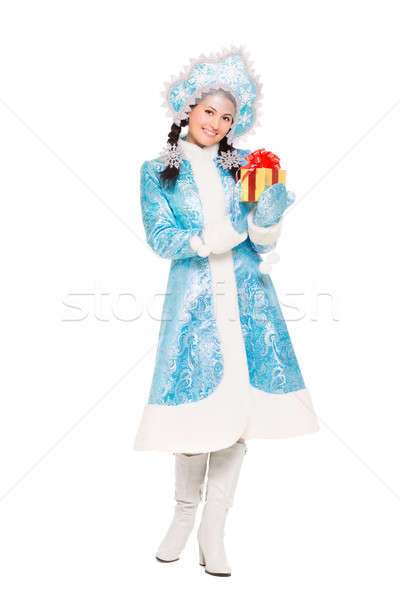 Beautiful woman in a suit of snow maiden Stock photo © acidgrey