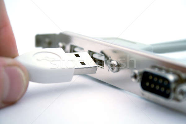 Stock photo: Connection of a usb cable. Isolated