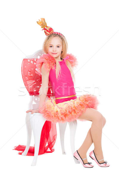 [[stock_photo]]: Petite · fille · bonbons · costume · séance · président