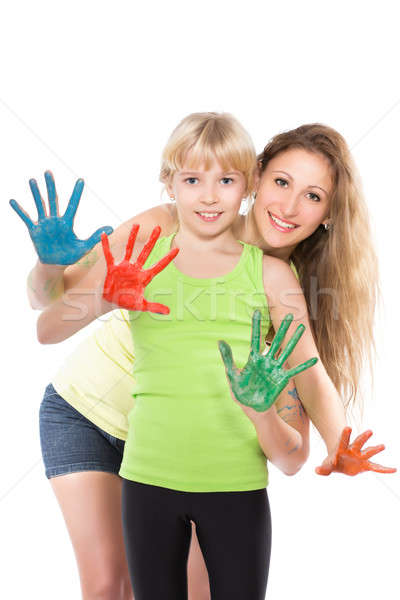 Portrait of two playful girls Stock photo © acidgrey