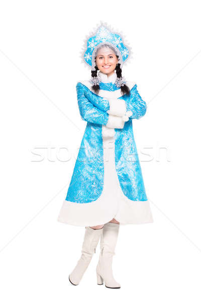 Stock photo: Young brunette wearing like snow maiden