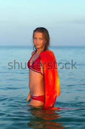 多情 年輕女子 水 肖像 海灘 時尚 商業照片 © acidgrey