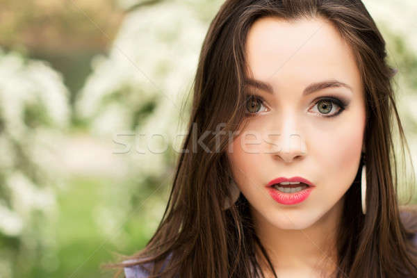 Young pretty brunette Stock photo © acidgrey