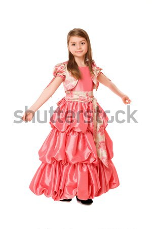 Cute dziewczynka długo sukienka odizolowany kobieta Zdjęcia stock © acidgrey