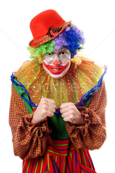 Portret gniew clown odizolowany biały czerwony Zdjęcia stock © acidgrey