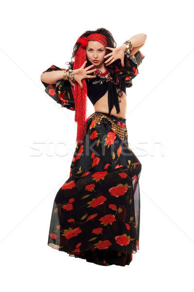 Expresivo mujer negro falda nina moda Foto stock © acidgrey