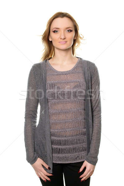 Jonge vrouw blouse portret geïsoleerd mode schoonheid Stockfoto © acidgrey