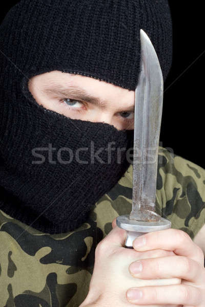 Portrait criminelle couteau mains homme masque [[stock_photo]] © acidgrey