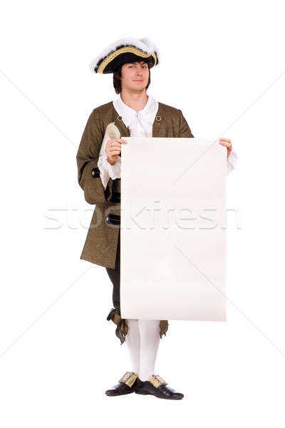 Man with the blank paper in hands Stock photo © acidgrey
