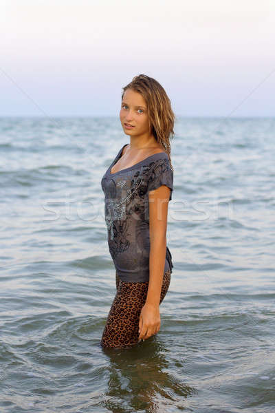 Szép lány nedves ruházat portré nő Stock fotó © acidgrey