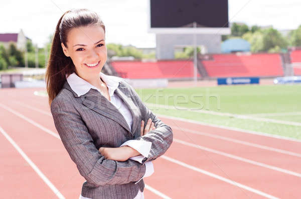 肖像 美しい ビジネス女性 スポーツ スタジアム 競争 ストックフォト © adam121