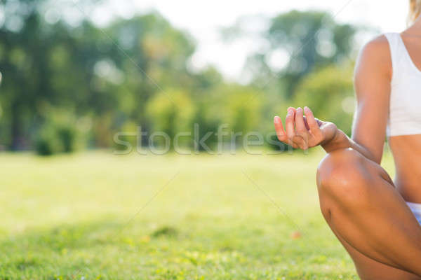 Handen jonge vrouw verloofd yoga zomer Stockfoto © adam121
