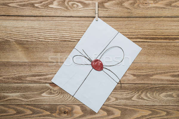 Stockfoto: Mail · envelop · touw · opknoping · houten · textuur