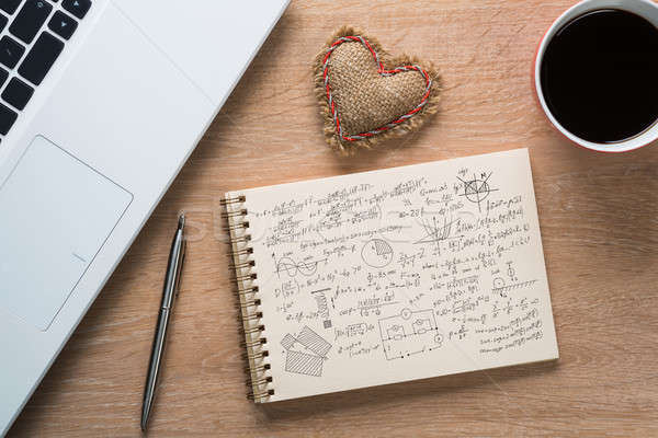 Koffiepauze goede idee toetsenbord notepad koffiekopje Stockfoto © adam121