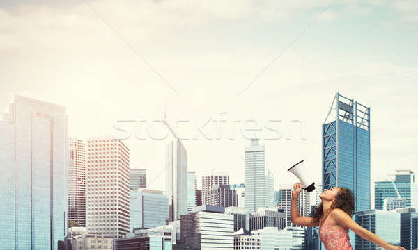 Girl making announcement Stock photo © adam121