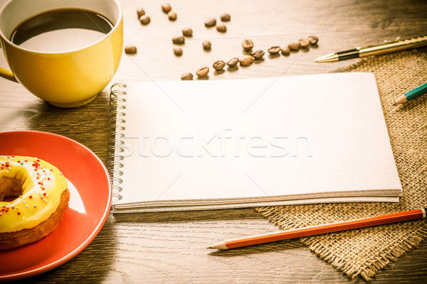 Stock photo: Coffee break with snack