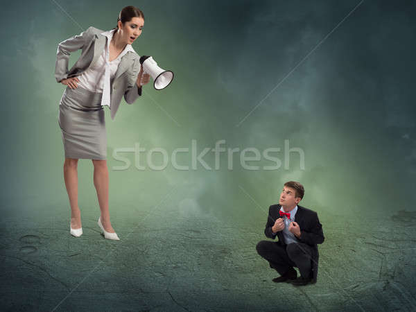 Aggression Frau erschrocken Mann Mädchen Haar Stock foto © adam121