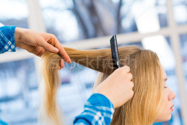close up combing hair Stock photo © adam121