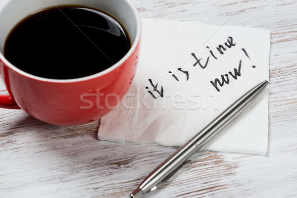 Stock foto: Nachricht · geschrieben · Serviette · Tasse · Kaffee · Papier