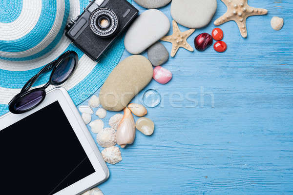 été objets vacances chapeau de paille lunettes de soleil mer [[stock_photo]] © adam121