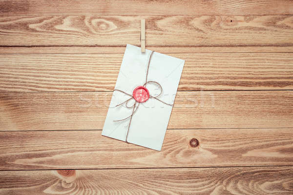 Mail enveloppe corde suspendu bois texture Photo stock © adam121