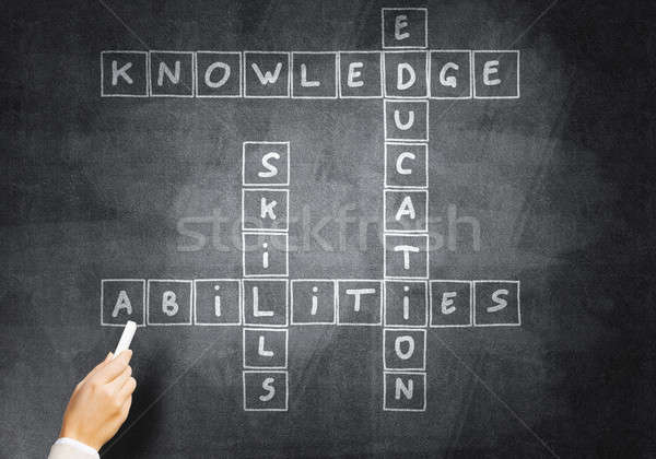 Frau ziehen Kreuzworträtsel Business gezeichnet Kreide Stock foto © adam121