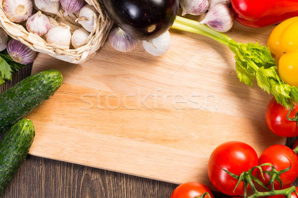 Verdura cucina bordo pomodori cetriolo aglio Foto d'archivio © adam121