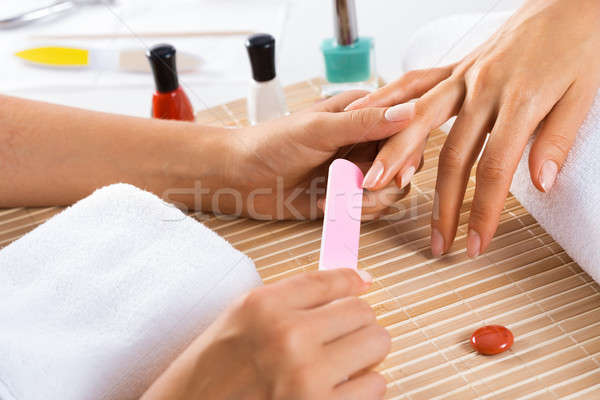 [[stock_photo]]: Manucure · femme · salon · clou · santé