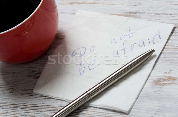 Stockfoto: Tijd · beker · koffiekopje · koffie · servet · papier