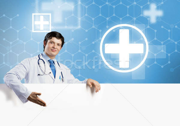 Doctor with banner Stock photo © adam121