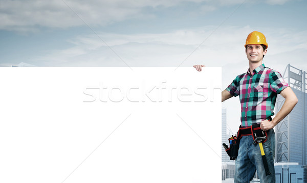 Stock photo: Repairman demonstrating banner