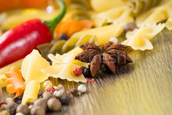 Anijs rond pasta houten tafel stilleven Stockfoto © adam121