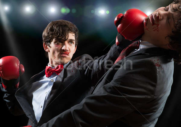 Działalności dwa biznesmen rękawice bokserskie pierścień Zdjęcia stock © adam121