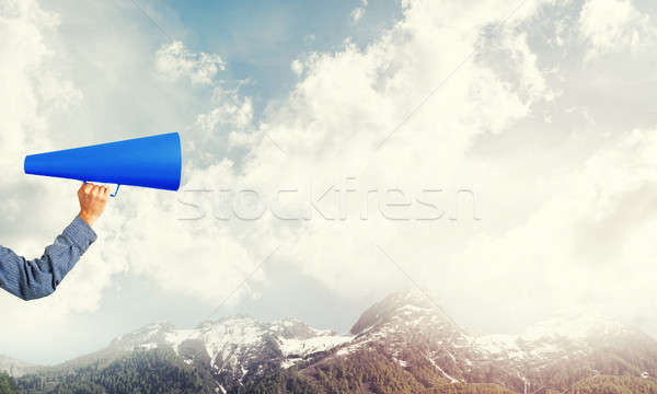 Main homme papier trompette naturelles Photo stock © adam121